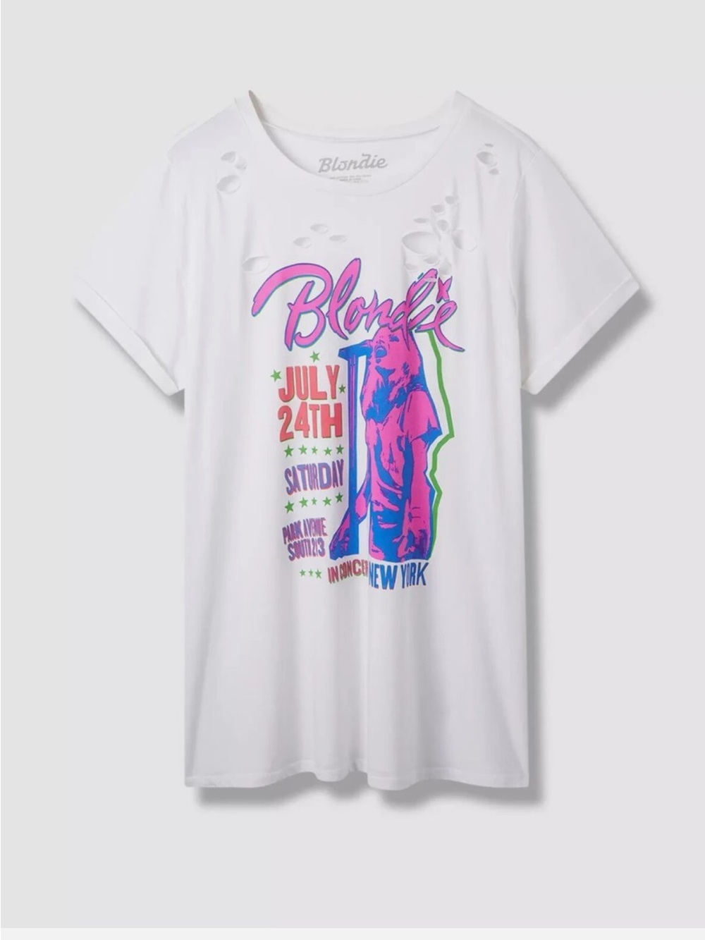 torrid White Blondie distressed tunic Tee relaxed fit